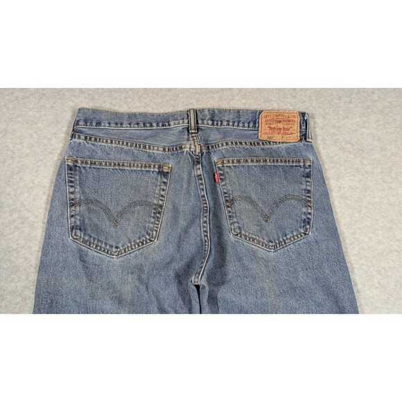 Levis Men Jeans 36x28 505 Straight Regular Fit Light Wash Denim Western - Picture 6 of 14